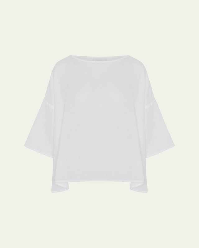 Sloped Shoulder Wide A-Line Scoop Neck Top (Mid Length)